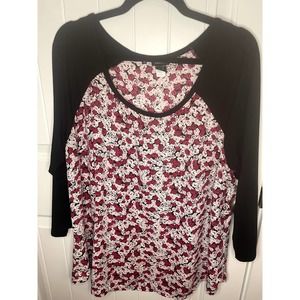Torrid Size 2 Baseball Style Jersey Black & Floral